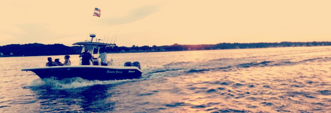 the forever young on the water during sunset